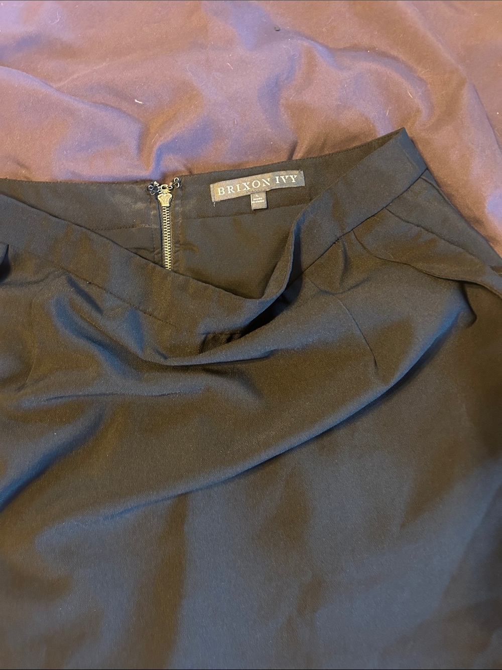 Brixon Ivy Black Pencil Skirt with Back Zip Detail